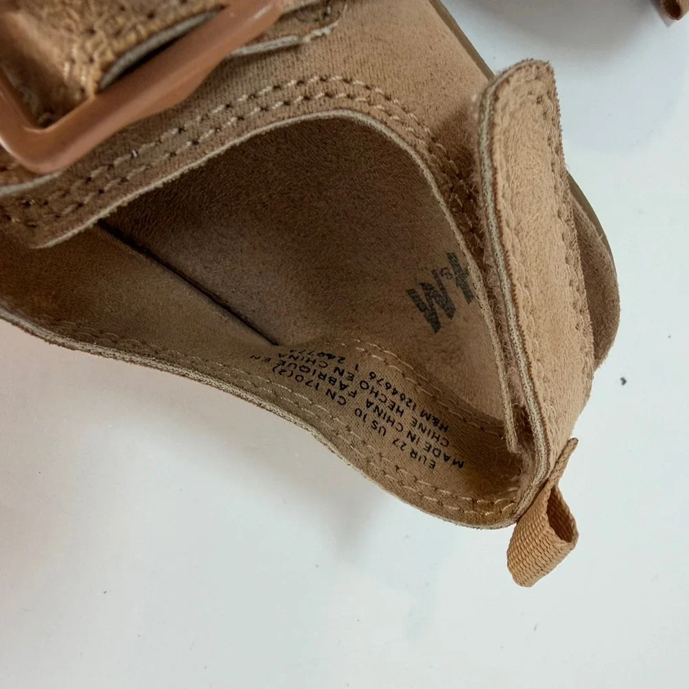 H&M Toddler Tan Faux Suede Double Buckle Strap Sandals Size 10 S-0018